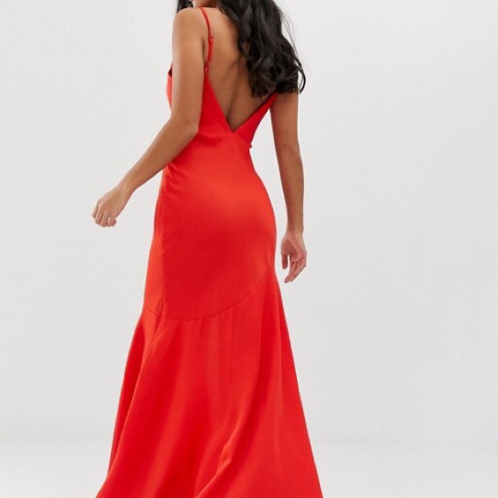 ASOS Petite satin slip maxi dress w/ drape neck - Picture 3 of 3